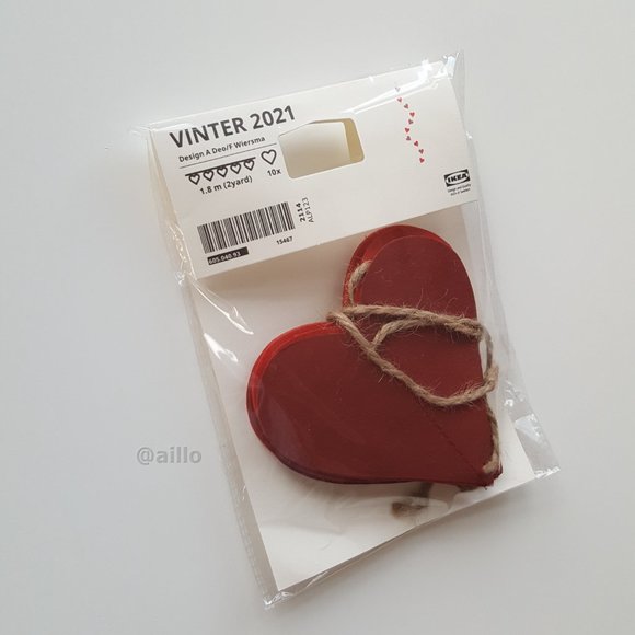 IKEA VINTER 2021 Garland, handmade heart-shaped, red, 2 yard - Picture 7 of 12